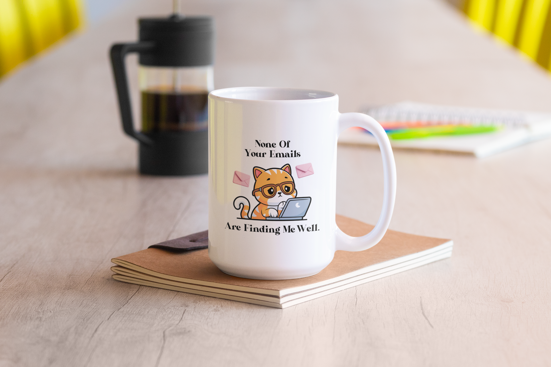 None Of Your Emails Are Finding Me Well Mug — Cute Cat with Laptop Coffee Cup (Gift for Cat Lovers & Remote Workers)