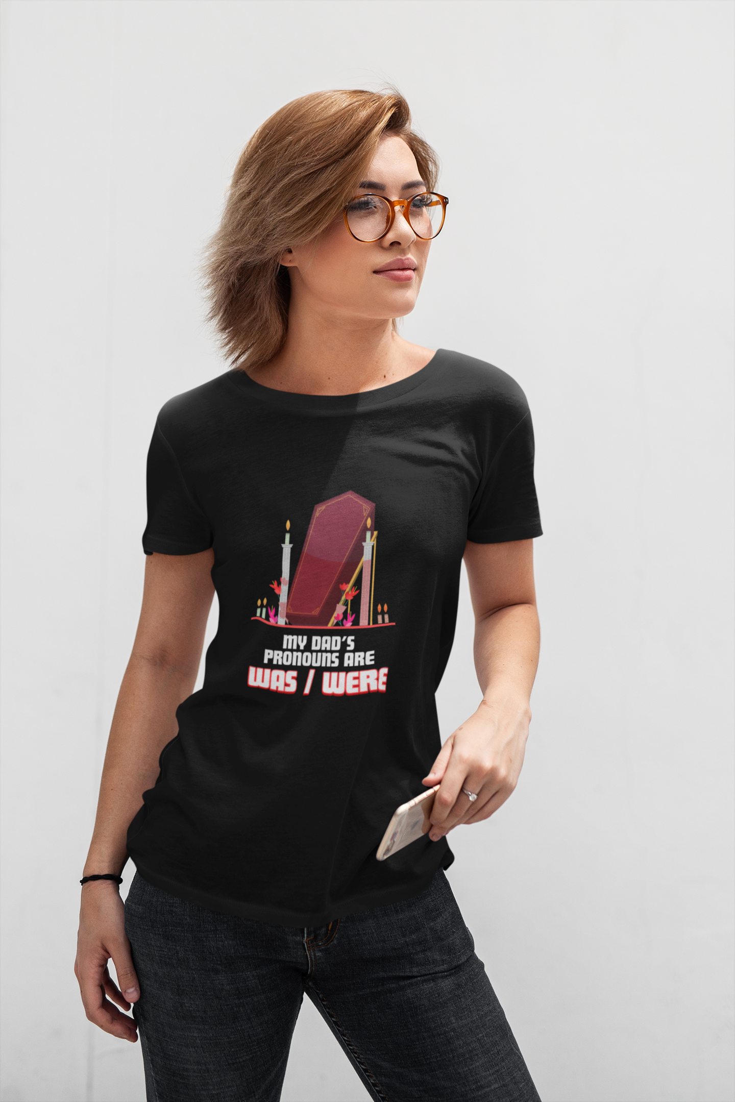 My Dad's Pronouns Are Was / Were basic Graphic Tee